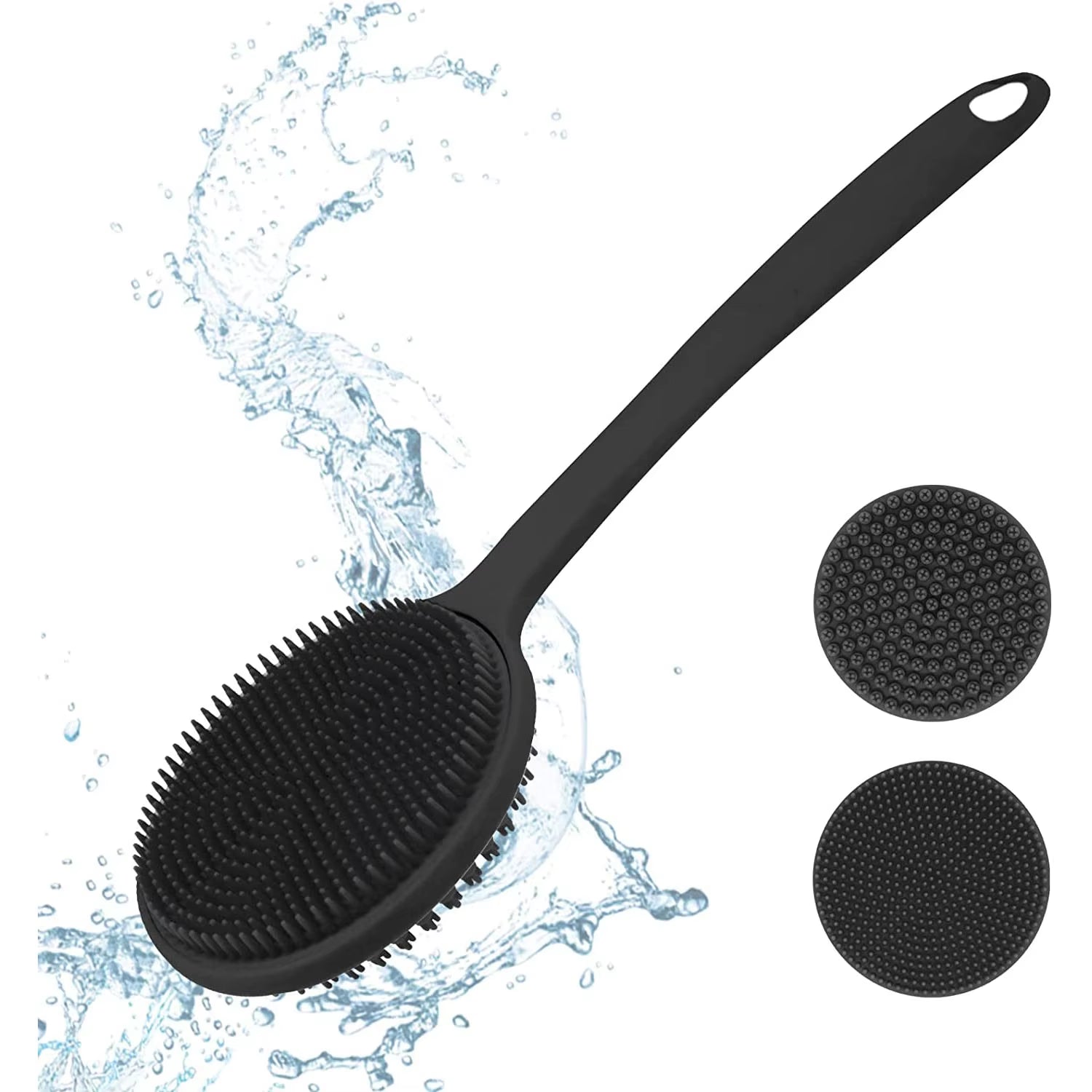 Silicone Back Scrubber for Shower, Bath Body Brush with Long Handle,Double Sided Shower Brush for Shower Exfoliating and Massage