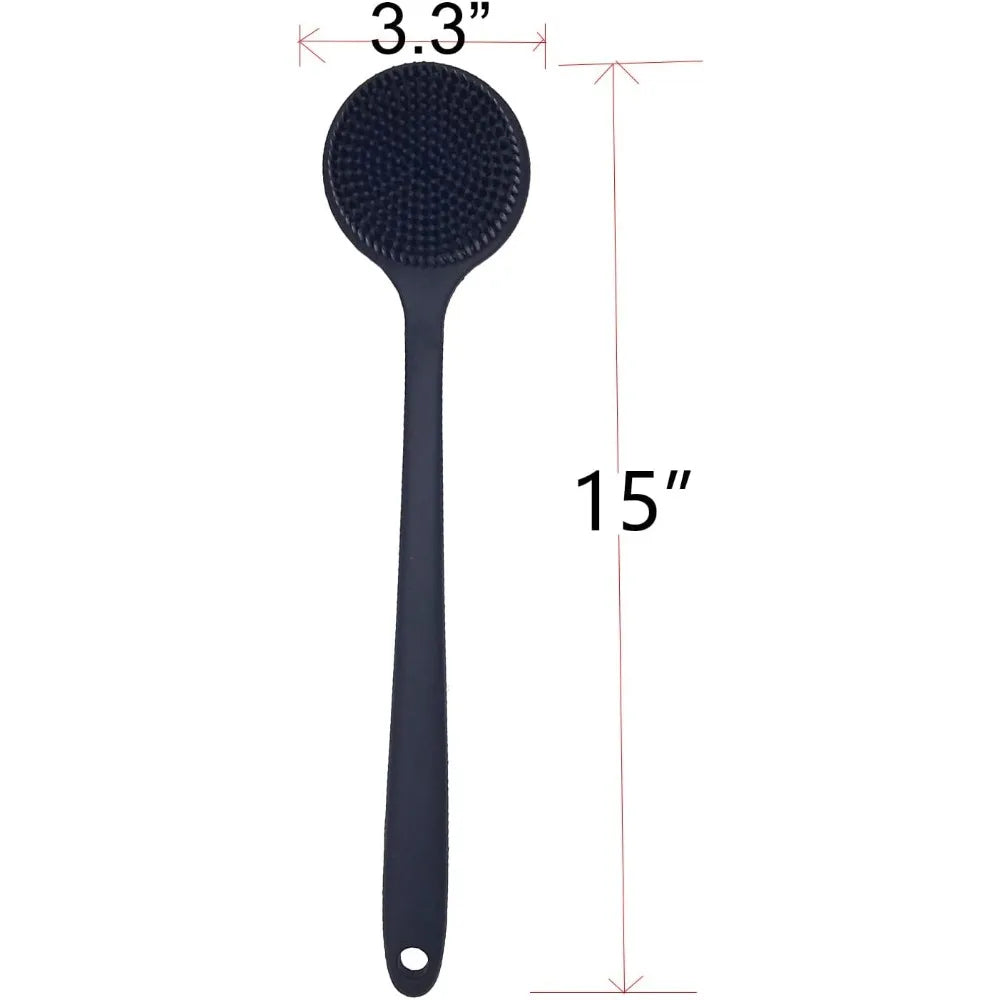 Back Scrubber for Shower Soft Silicone Bath Body Brush with Long Handle